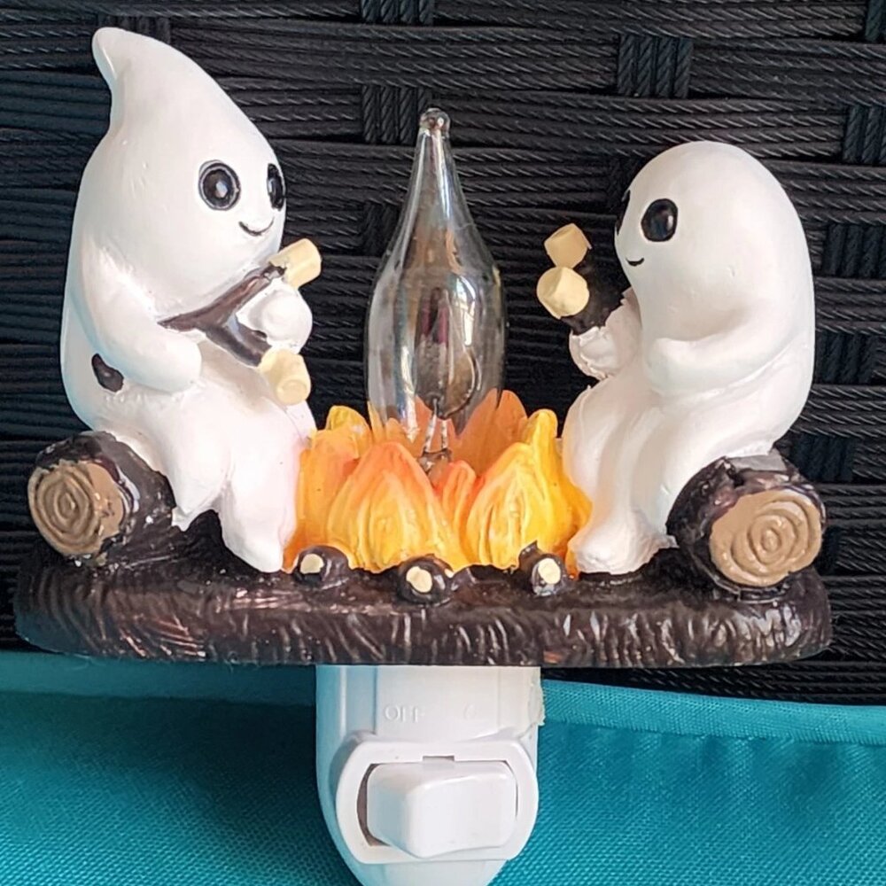 Halloween Ghost Flickering Camp Fire Wall Night Light With On Off Switch